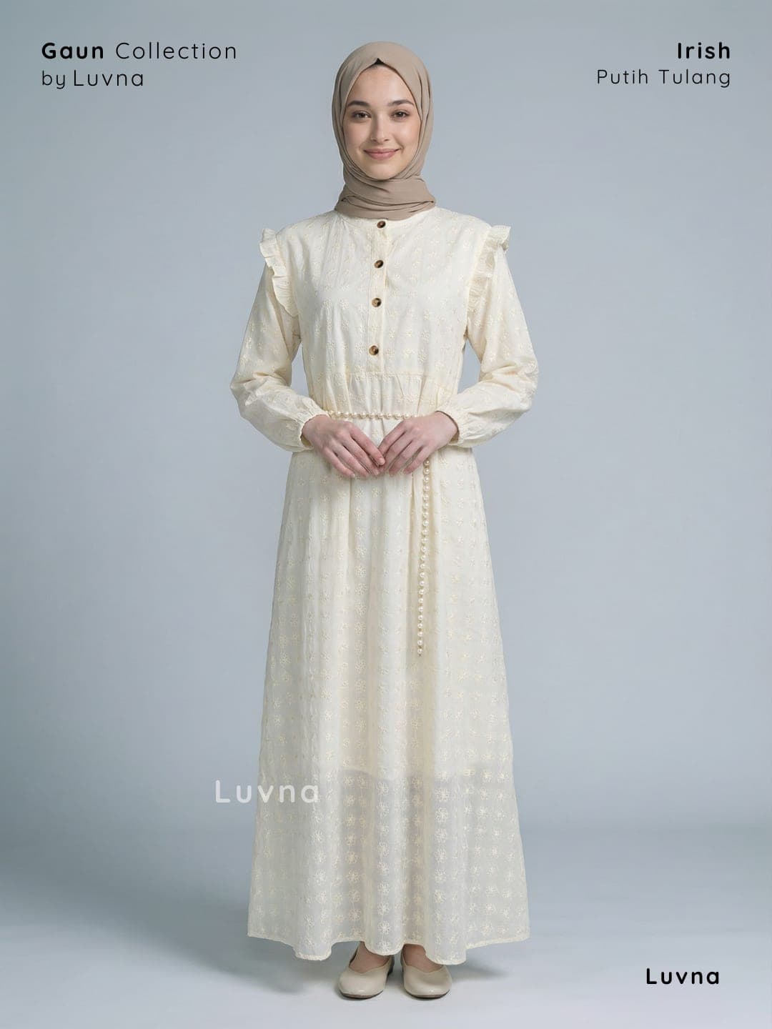 Luvna Irish Gaun Dress - Silk Embroidery (Free belt) 3