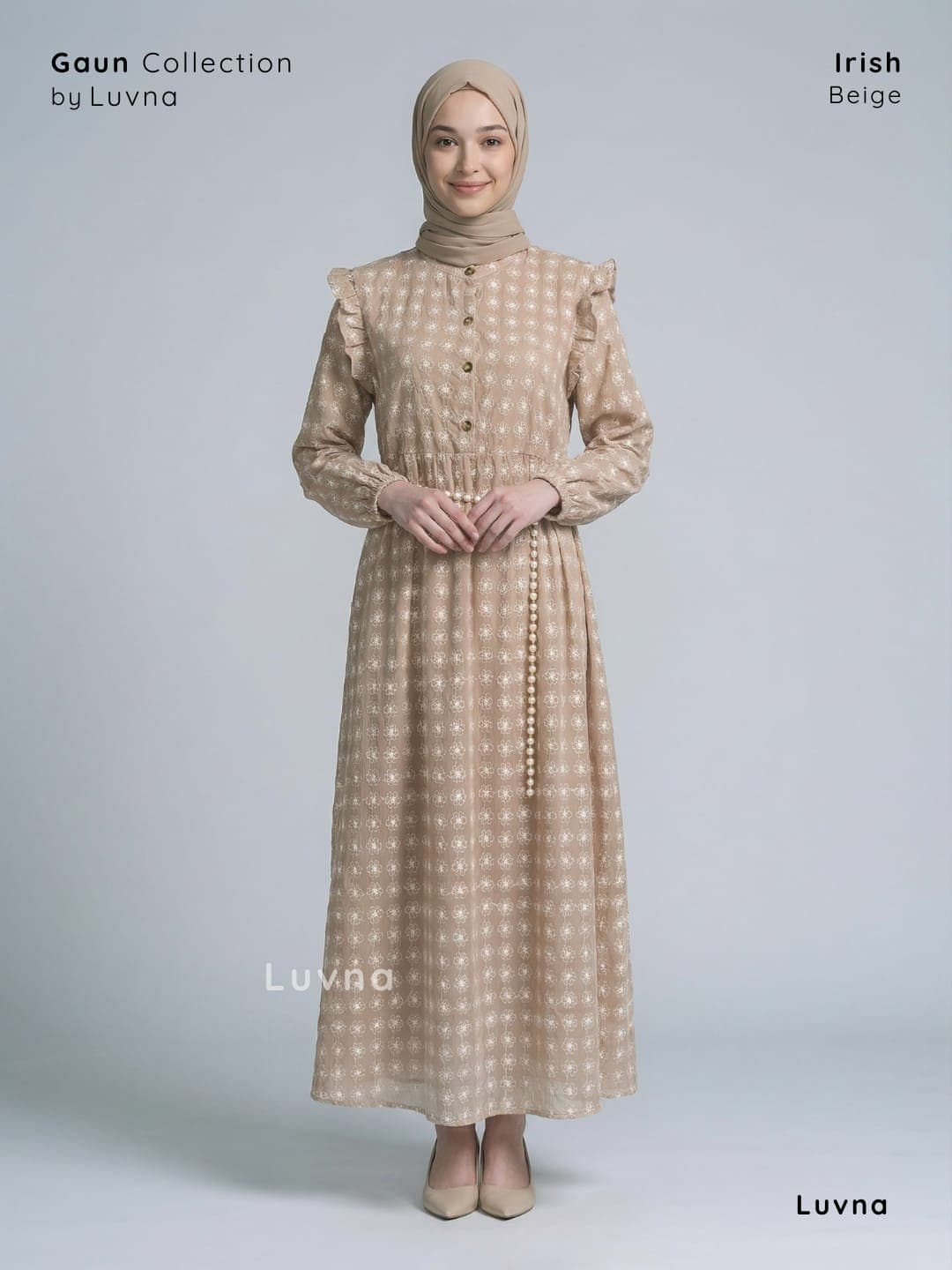 Luvna Irish Gaun Dress - Silk Embroidery (Free belt) 5